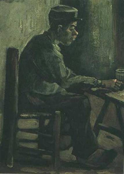 Peasant sitting at a table 1885 xx kroller muller museum otterlo